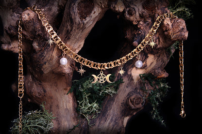 Choker-Kette Perlen-Pentagramm
