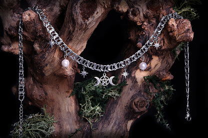Choker-Kette Perlen-Pentagramm