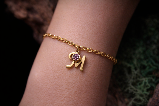 Armkettchen mit Geburtsstein und Buchstabe